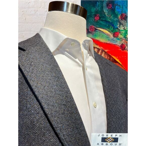 Joseph Abboud XL 44R Blue Tweed Plaid Blazer Sport Coat Jacket Elbow Patch - Picture 4 of 15